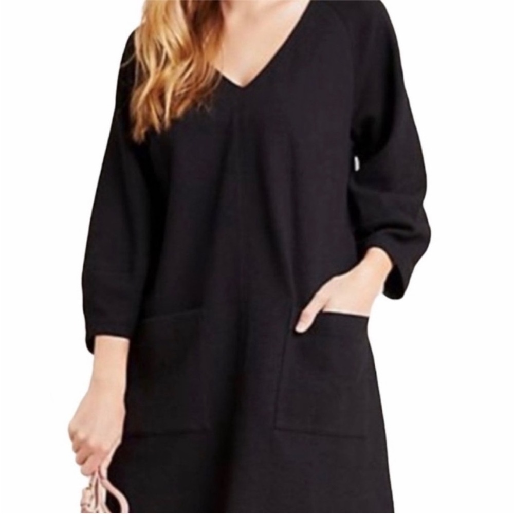 MAEVE ANTHROPOLOGIE BLACK BUBBLE SLEEVE DRESS size small
